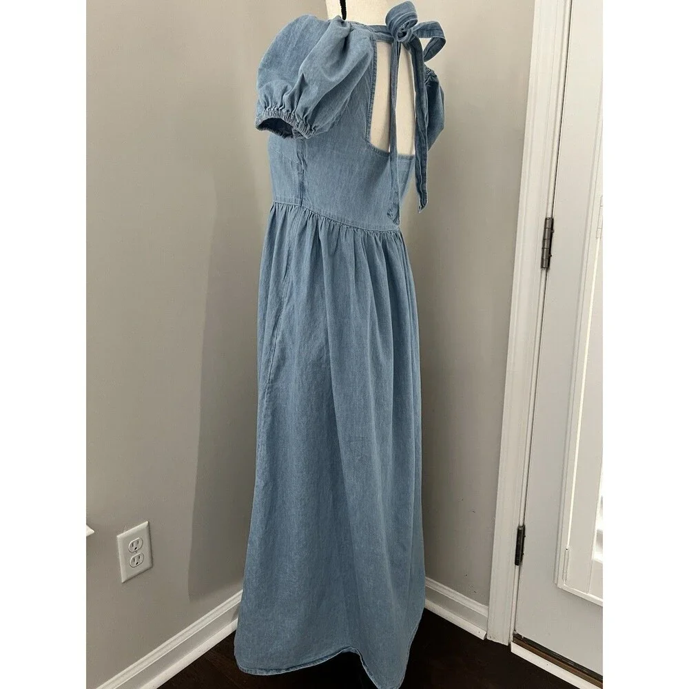 ASOS Soft Denim Babydoll Midi Dress Cotton Size 4 EUC - Picture 8 of 10